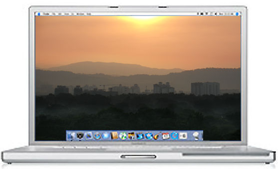 Dawn, Kia Peng, Kuala Lumpur on a Power Book G4 Notebook..