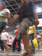 a low angle photo of KL PC Fair 2005, KL international convention center