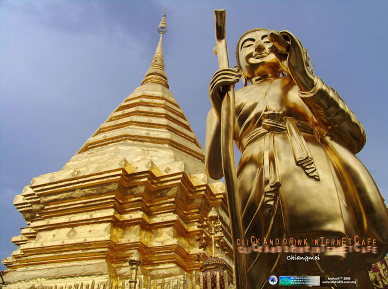 At Wat Phra Suthep, with the Pagoda that houses the relic of Buddha, with Lord Buddha statue overseeing the peaceful town of Chiang Mai