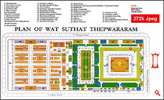 Map of Wat Suthat Buddhist Temple, Bangkok