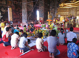 Thai Public Worshipping the hra Sri Sakayamuni Buddha  at Wat Suthat Thepwararam Buddhist Temple