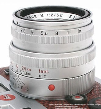 Closeup view of the Summicron-M for Leica M6 GOLD Dragon edition, 1995