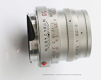 Side sectional view of a  Summicron-M Rooster edition 50mm f/2.0 lens for Leica M6 Chrome Leica M6 Classic Year of the Rooster Special / Limited Edition rangefinder camera  model, 1993