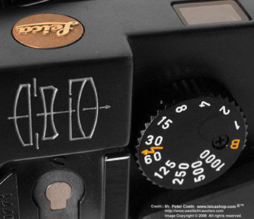 Sectional view of top plate with unique M6G features in Leica M6G black rangefinder camera front view and appearance