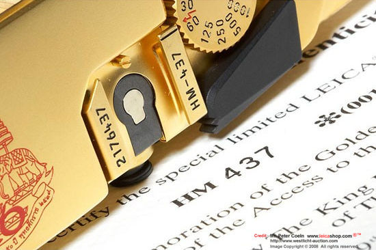 The serial number of HB-xxx engraving of LEICA M6 King of Thailand commemoration of Golden Jubilee 50th Year of coronation rangefinder camera model
