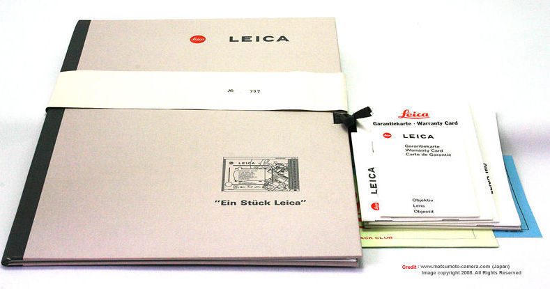 Certificate of authentication for LEICA M6 Ein Stuck model, 1996