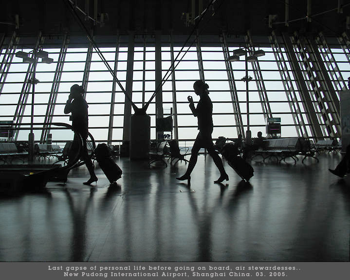 Air hostess, Pudong Airport, Shanghai, China