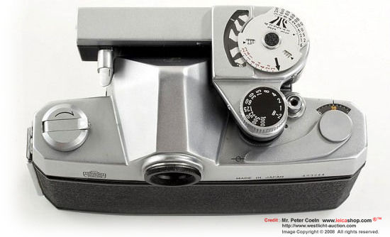 TOP prism view of control panels with Nikkorex Meter attached on a Chrome Body Nikkorex F