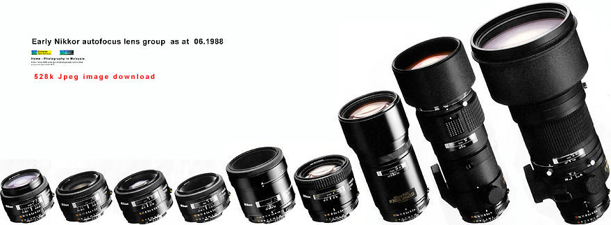 An image chart outlining the early days of Nikkor autofocus lenses (excluding the AF Nikkor 300mm f/2.0 EDIF super telephoto lens