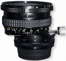 Manual focus, non metered PC-Nikkor 28mm f/4.0 wideangle lens