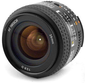 AF Nikkor 24mm f/2.8D ultra-wideangle lens side view with lens elements