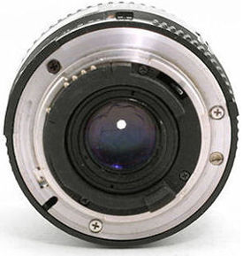 AF Nikkor 24mm f/2.8D ultra-wideangle lens rear view withmetal lens mount