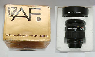 Standard PACKAGING for the AF Nikkor zoom elns 28-200mm outside US market