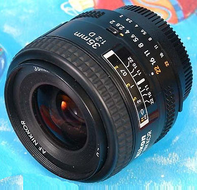 An overall view of the AF Nikkor 35mm f/2D wideangle lens
