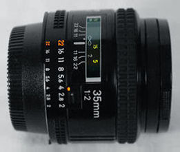 Side view of AF Nikkor 35mm f/2.0s early version
