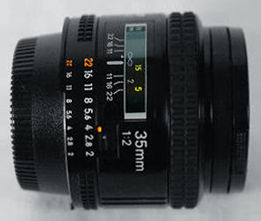 Side view of AF Nikkor 35mm f/2.0s early version