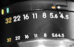 the apeture scales at the aperture ring and ADR