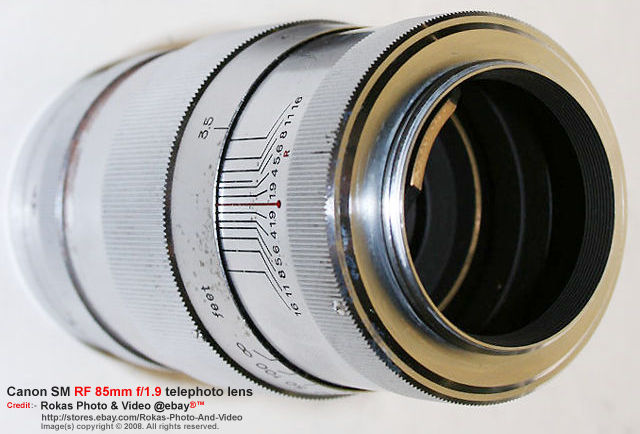 Brass rear lens mount of a Leica screw mount all chrome version Canon 85mm f/1.9 MK II LSM telephoto lens for rangefinder cameras 