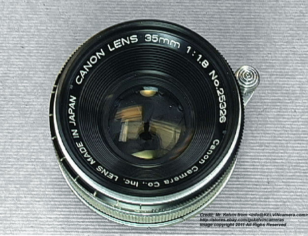 Canon Rangefinder fast speed 35mm f/1.8 wideangle lens -front section