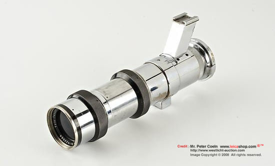 Front lens lemenst and lens data  on an old Carl Zeiss Jena chrome direct mount version of 30cm f/8 telephoto lens, 1935