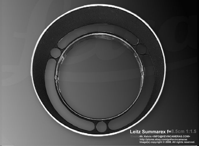 lens hood (front view) for  Leica Ernst Leitz Wetzlar Summarex f=8.5cm 1:1.5 (85mm f/1.5) Telephoto Lens