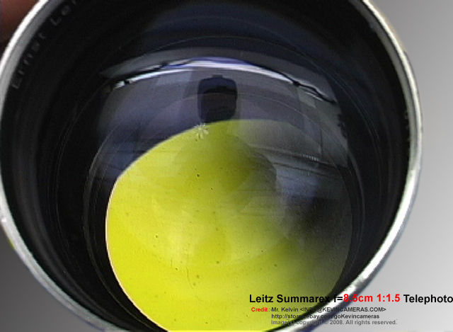 Beautifully captured reflection of Front lens element on Leica Ernst Leitz Wetzlar Summarex f=8.5cm 1:1.5 (85mm f/1.5) Telephoto Lens