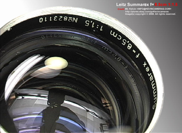 Front reflection of lens element on a  Leica Ernst Leitz Wetzlar Summarex f=8.5cm 1:1.5 (85mm f/1.5) Telephoto Lens