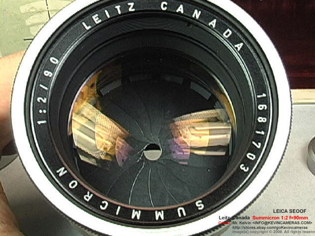Front relection of lens elements of Leica SUMMICRON 1:2 / 90mm SEOOF LEITZ Canada version 