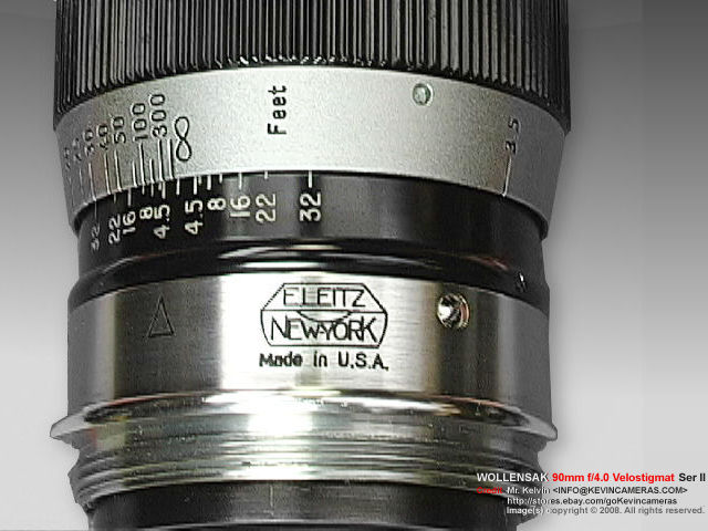 E.Leitz New York engraving on a Wollensak Velostigmat f=90mm 1:4.5 short telephoto lens