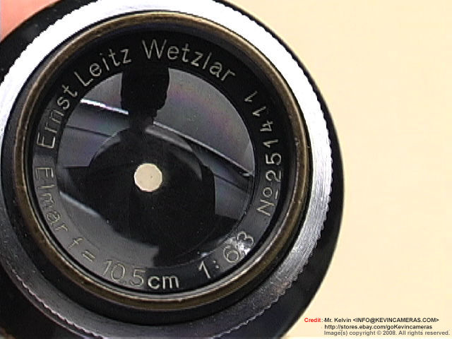 Lens data at the front of Leica / Leitz ELMAR f=10.5cm 1:6.3