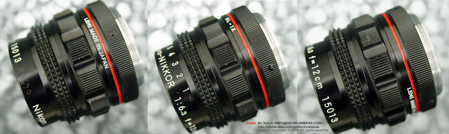 rotational views of a Nikon Macro-NIKKOR 1:6.3 f=120mm (Red-lined R-Ratio 1.2X~4X)