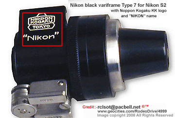 Nippon Kogaku K.K. variframe finder for Nikon rangefinder cameras Type 7 for Nikon S2 camera