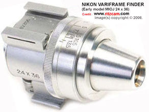 An old, all chrome version of the Nikon Variframe Optical Finder type
