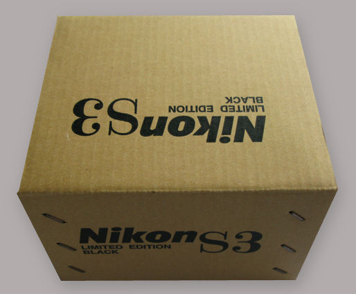 Original corrugated box packing for Nikon S3 Millennium rangefinder camera model, 2000
