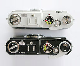 Photo Gallery on top views comparison on Nikon S3 Millennium 2000 Limited Edition Black / Chrome rangefinder camera