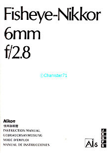 Page 1 User Manual for Fisheye-Nikkor 6mm 