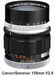 Canon fast speed SENENAR 135mm f/2.5 telephoto lens
