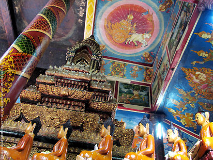 Side view of various Buddhist Image in Wat Phnom