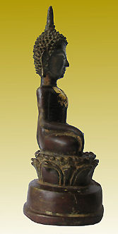 Antique, 200 years old old Burmese Buddha Statue from nothern Thailand and Myanmar Border Right View