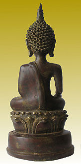 Antique, old Burmese Buddha Statue from nothern Thailand and Myanmar BorderRear Section View