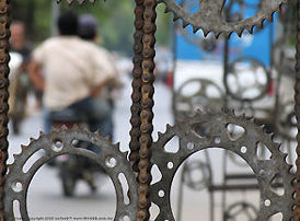 Roadside service center for cyclists in Phnom Penh, 2005