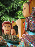 Various Buddhist statues installed at the rear section of Dhammikarama Burmese Temple, Penang Island