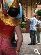 Foreign tourist hot spot at Dhammikarama Burmese Temple, Penang Island