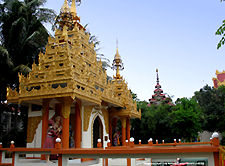 A new instalation of Buddhist images at the side of Dhammikarama Burmese Temple, Penang Island