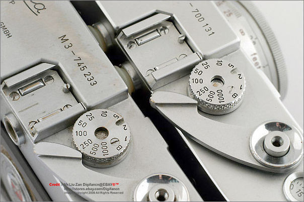 Comparisons between double stroke and single stroke Leica M3 top plate section