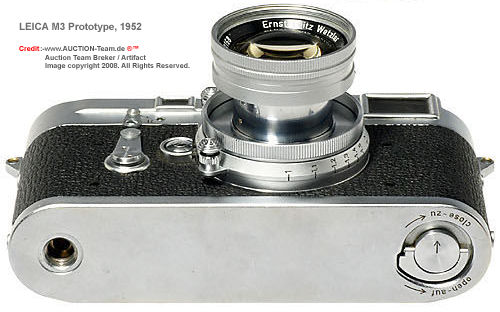 Base plate  of the Leica M3 chrome, Prototype rangefinder camera, 1952 with early serial number seen in an auction conducted by www.Auction-Team-DE