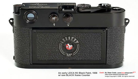 Back/rear section view of the LEICA M3 Black paint