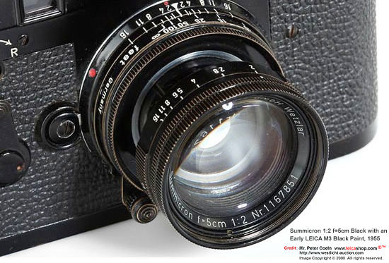 LEICA M3 Black paint, with matching black paint collapsible Summicron 1:2 f=5cm