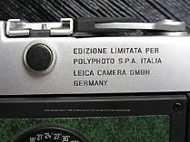 Back view of the special Italian engraving on the  Leica M6 Chrome, Colombo '92 Special 500th Anniversary Edition rangefinder camera model with Summicron-M lens
