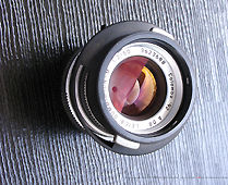Lens data panel, ring on the dedicated Special edition Summicron-M 50mm f/2.0 Colombo '92 edition with dedicated lens hood stored in reversed position